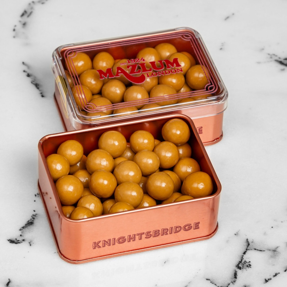 Hazelnut Caramel Chocolate Dragee Small Tin Box