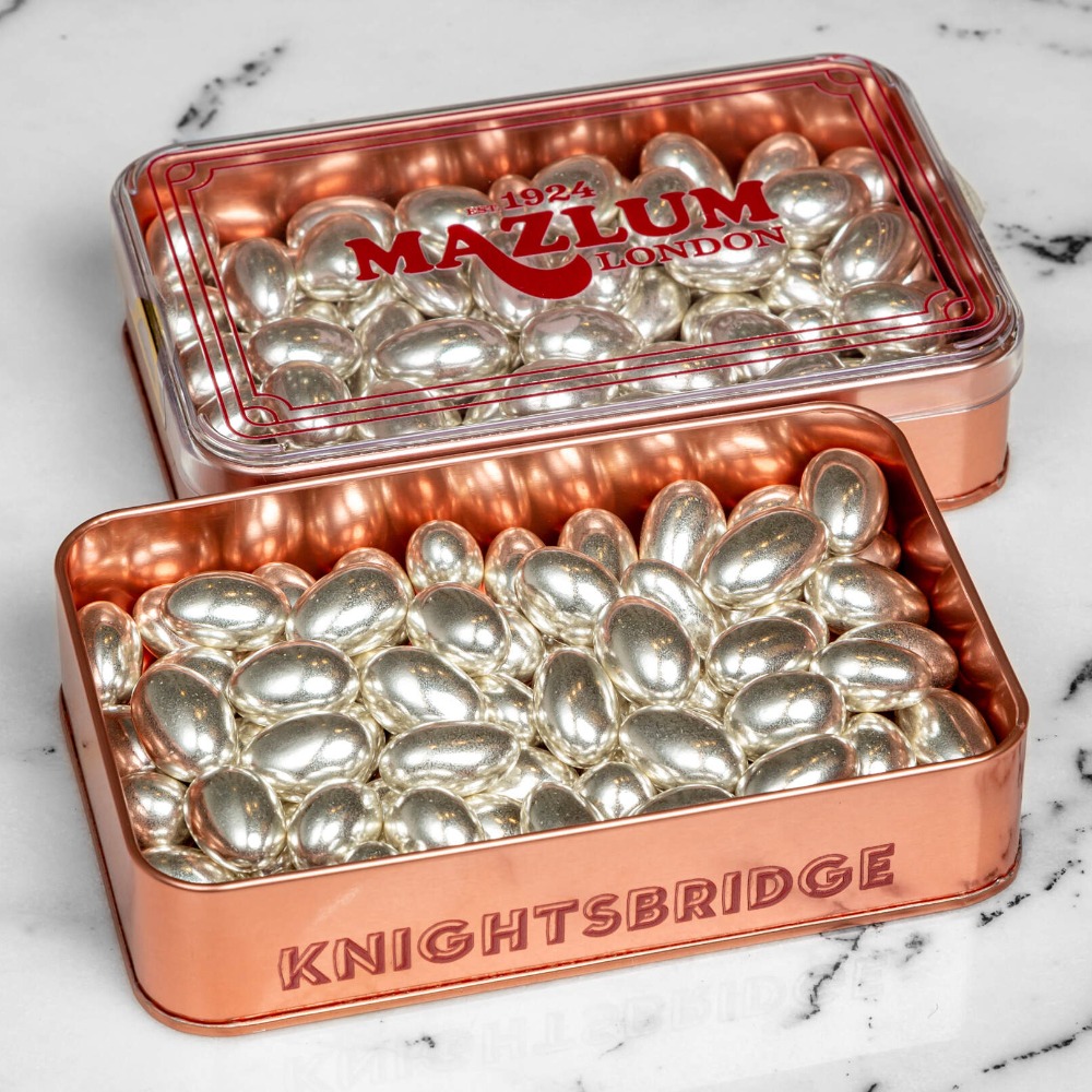 Edible Real Silver Almond Dragee Large Tin Box